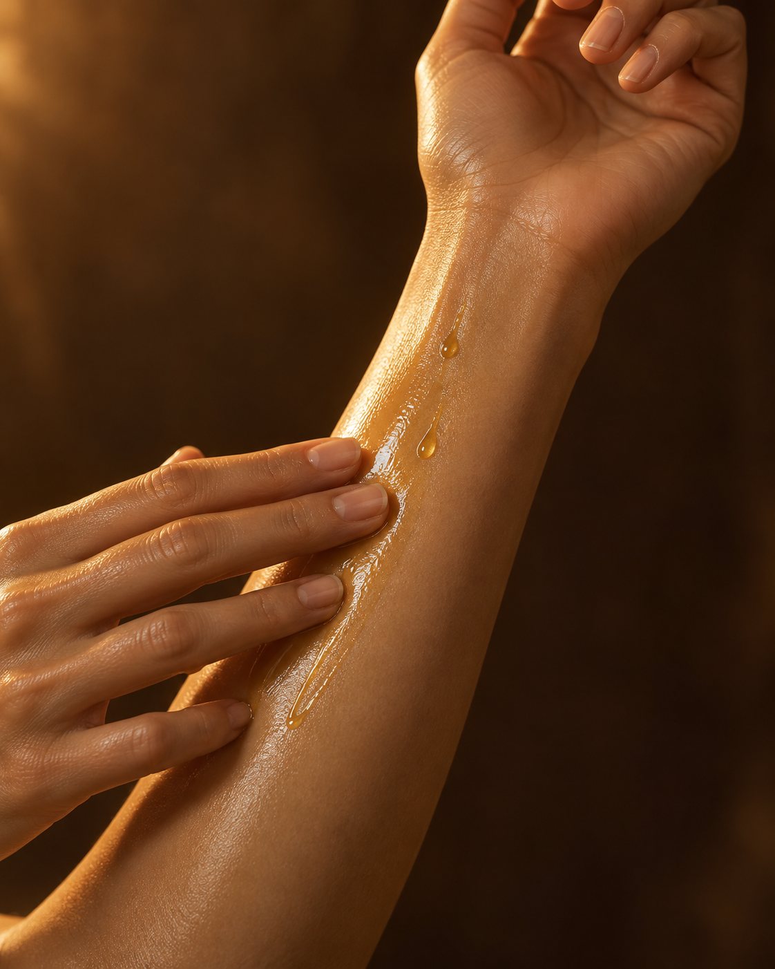 Argan oil spread on skin